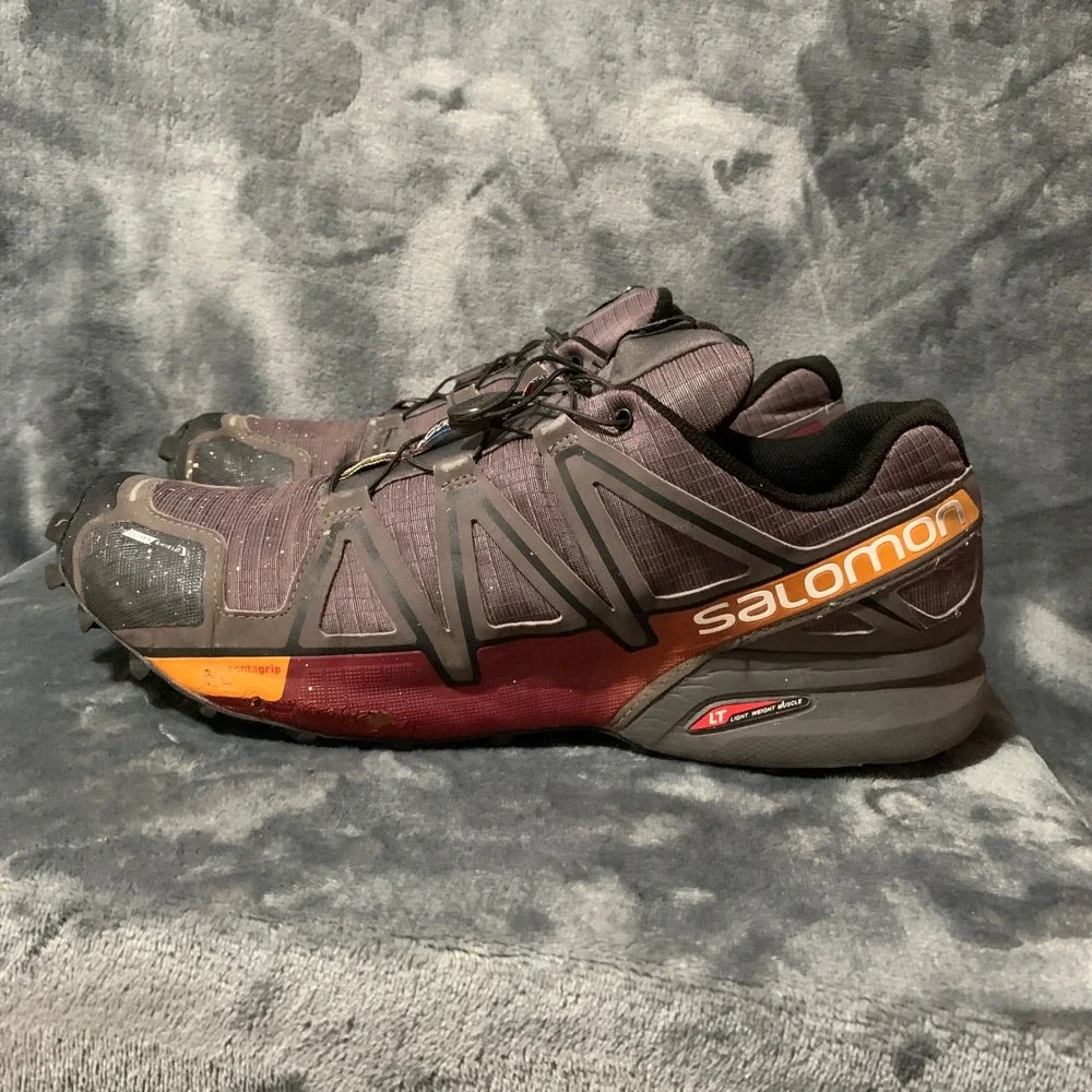 Salomon Speedcross 4 Mens Trail Running Shoes Size 13 Gray Black 383128 Flaw